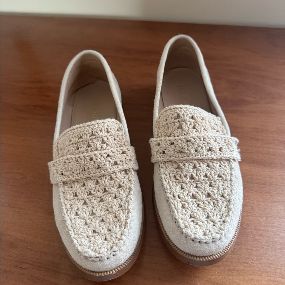 Jack Rogers Women's Crochet Cream Loafers - Picture 4 of 9